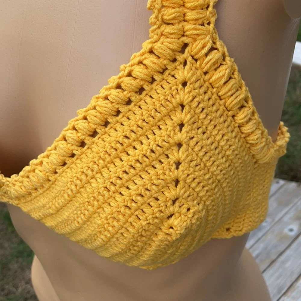 Handmade Crochet Bikini Top 100% Cotton Adjustable M-L-XL